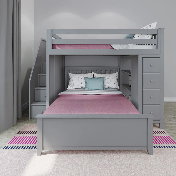 Jackpot Deluxe Full over Full L-shape Bunk with Staircase + Storage