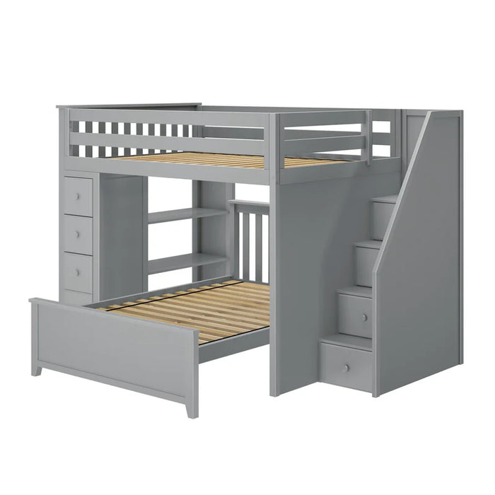 Jackpot Deluxe Full over Full L-shape Bunk with Staircase + Storage