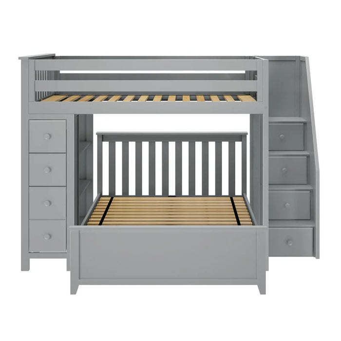 Jackpot Deluxe Full over Full L-shape Bunk with Staircase + Storage