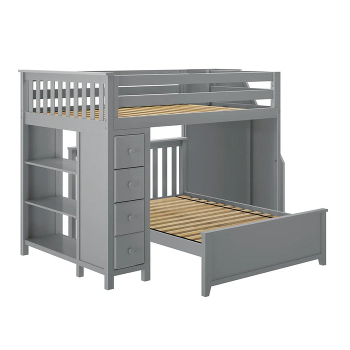 Jackpot Deluxe Full over Full L-shape Bunk with Staircase + Storage