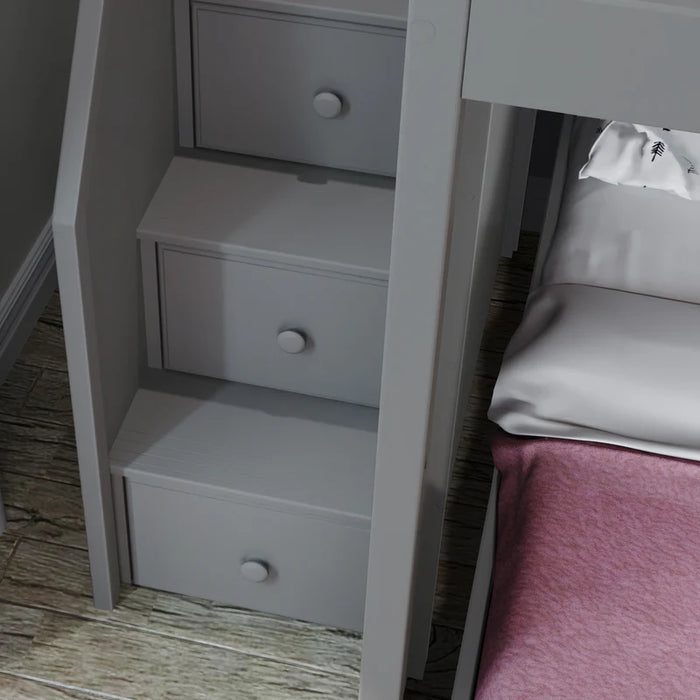 Jackpot Deluxe Full over Full L-shape Bunk with Staircase + Storage