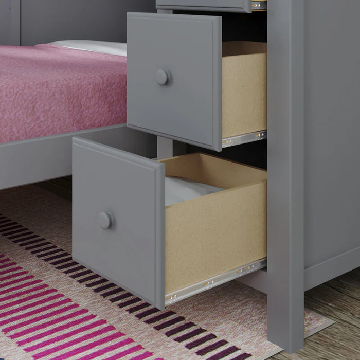 Jackpot Deluxe Full over Full L-shape Bunk with Staircase + Storage
