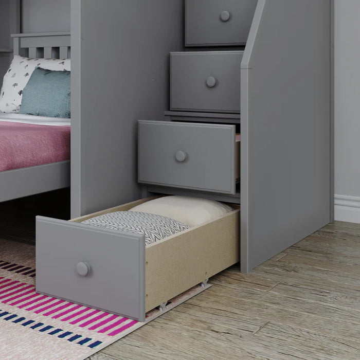 Jackpot Deluxe Full over Full L-shape Bunk with Staircase + Storage