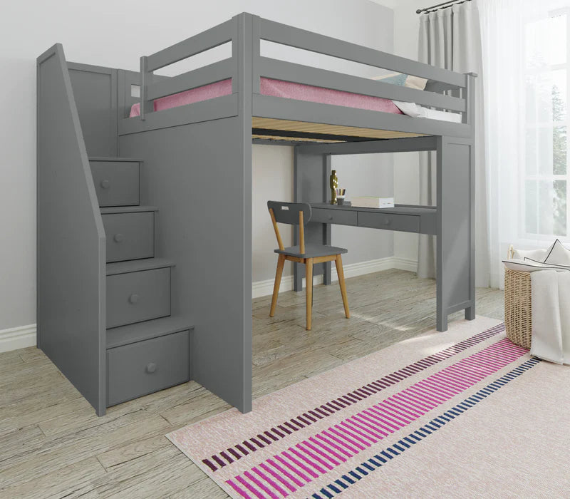 Jackpot Deluxe Full Size Loft with Staircase + Desk