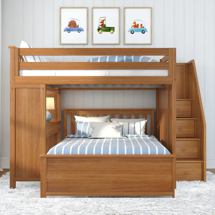 Jackpot Deluxe Full over Full L-Shape Bunk with Staircase + Desk