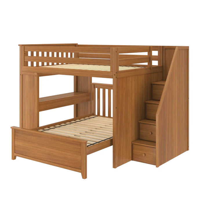 Jackpot Deluxe Full over Full L-Shape Bunk with Staircase + Desk