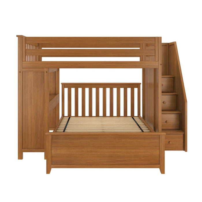 Jackpot Deluxe Full over Full L-Shape Bunk with Staircase + Desk