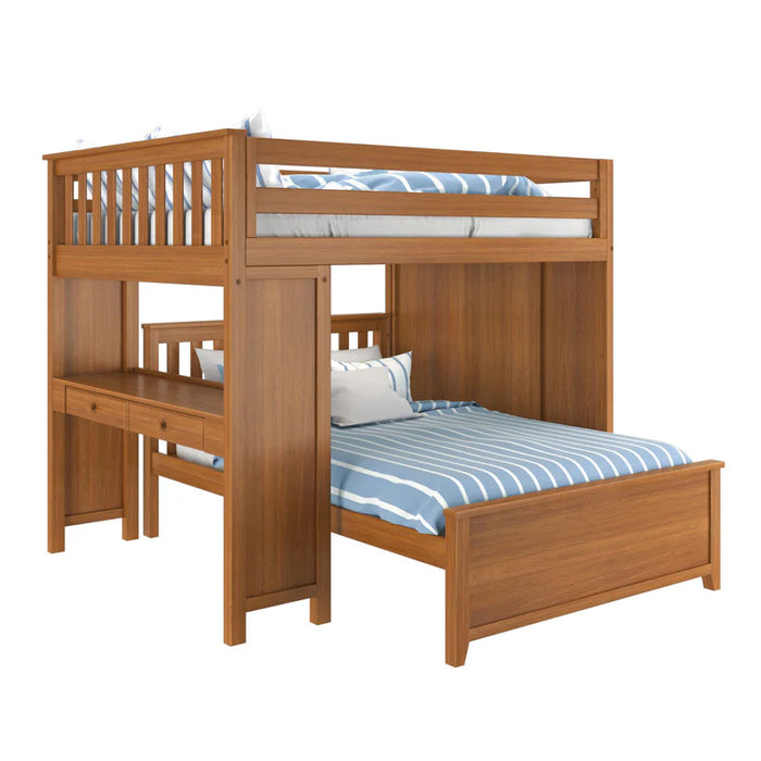 Jackpot Deluxe Full over Full L-Shape Bunk with Staircase + Desk