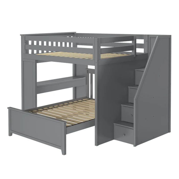 Jackpot Deluxe Full over Full L-Shape Bunk with Staircase + Desk