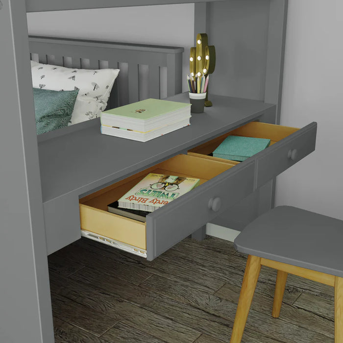 Jackpot Deluxe Full over Full L-Shape Bunk with Staircase + Desk