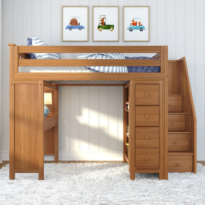 Jackpot Deluxe Full Size Loft with Staircase + Desk + Storage