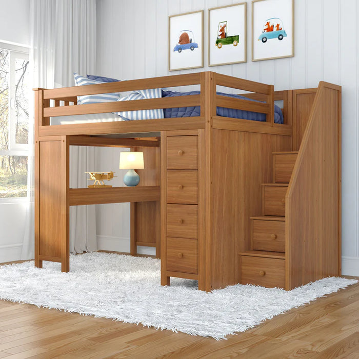 Jackpot Deluxe Full Size Loft with Staircase + Desk + Storage