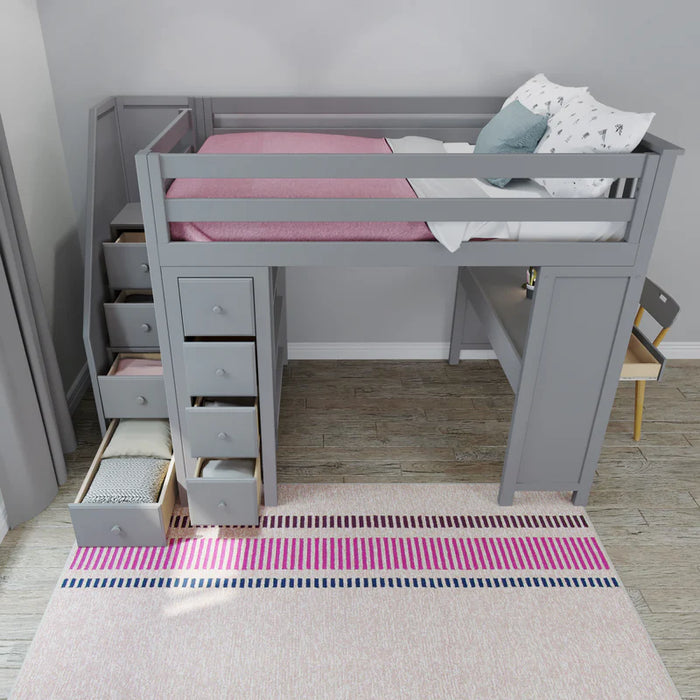 Jackpot Deluxe Full Size Loft with Staircase + Desk + Storage