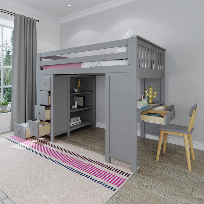 Jackpot Deluxe Full Size Loft with Staircase + Desk + Storage