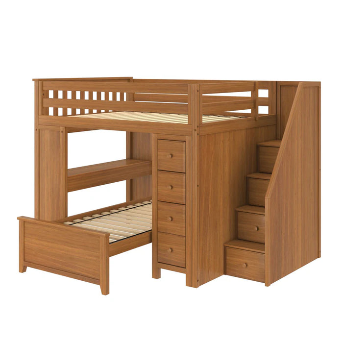 Jackpot Deluxe Full over Twin L-Shape Bunk with Staircase + Desk + Storage