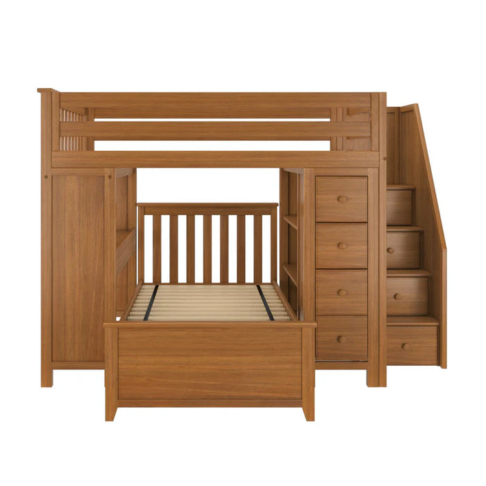 Jackpot Deluxe Full over Twin L-Shape Bunk with Staircase + Desk + Storage