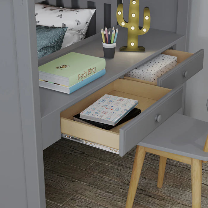 Jackpot Deluxe Full over Twin L-Shape Bunk with Staircase + Desk + Storage