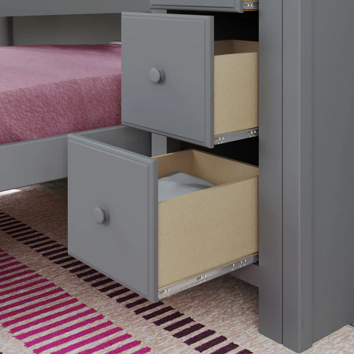 Jackpot Deluxe Full over Twin L-Shape Bunk with Staircase + Desk + Storage