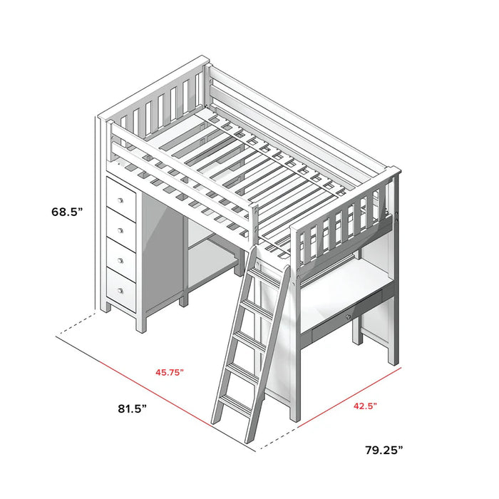 Jackpot Deluxe Loft Bed Storage Study