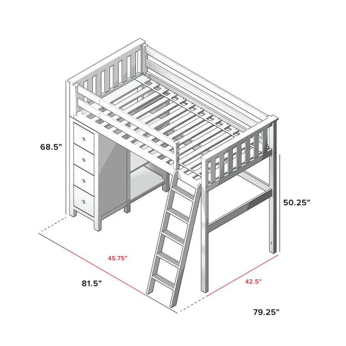 Jackpot Deluxe Leg Loft Bed Storage