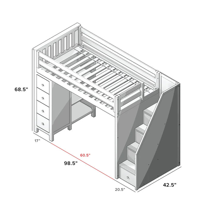Jackpot Deluxe Staircase Loft Bed Storage