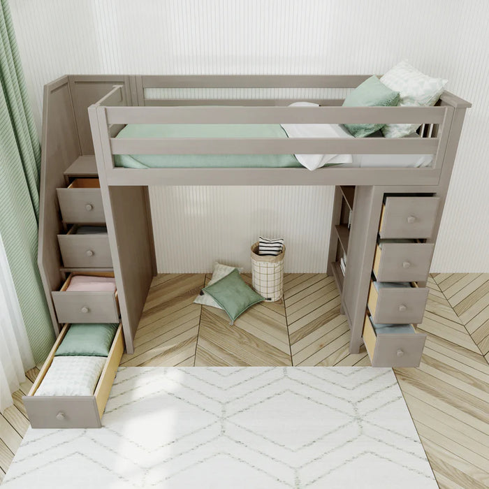 Jackpot Deluxe Staircase Loft Bed Storage