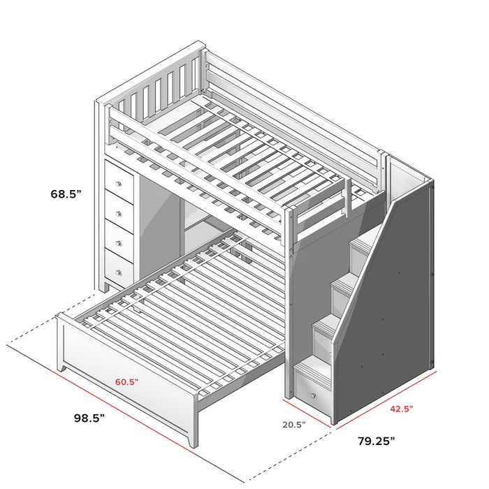 Jackpot Deluxe Staircase Loft Bed Storage + Full Bed