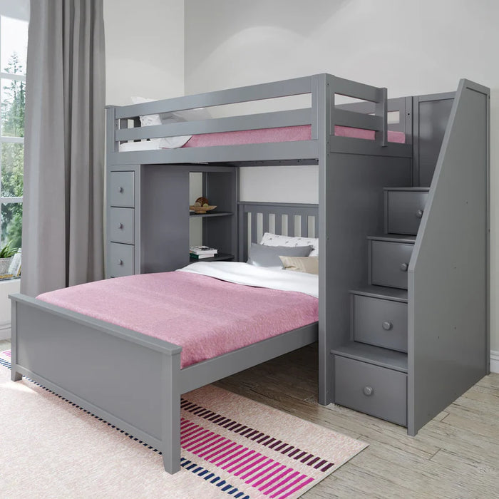 Jackpot Deluxe Staircase Loft Bed Storage + Full Bed