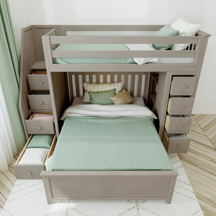 Jackpot Deluxe Staircase Loft Bed Storage + Full Bed