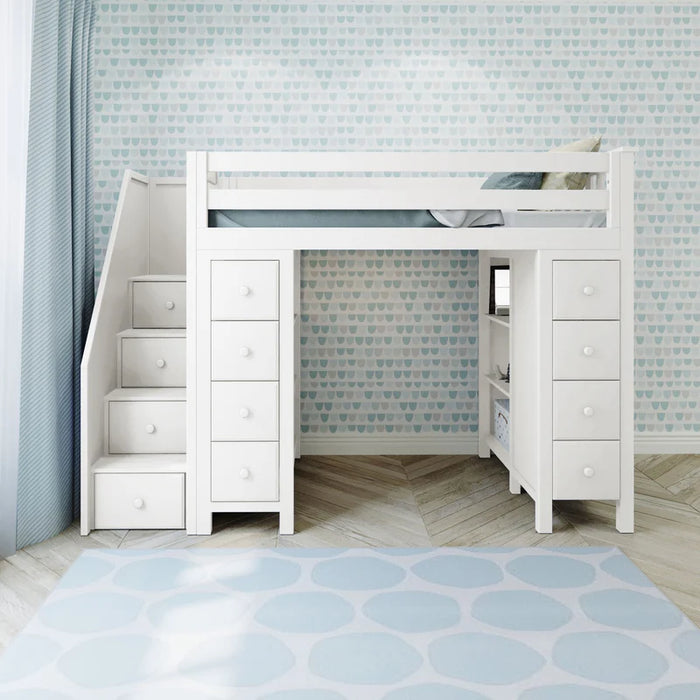 Jackpot Deluxe Staircase Loft Bed Storage + Storage