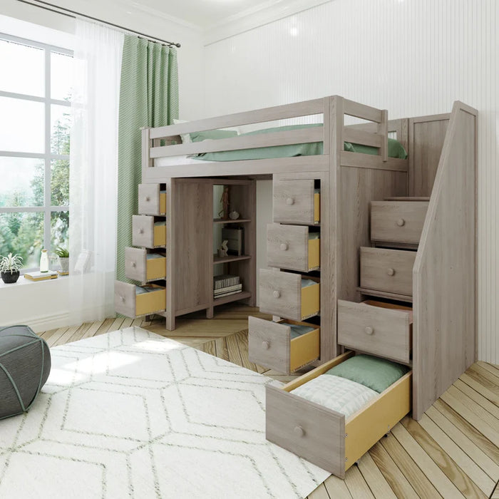 Jackpot Deluxe Staircase Loft Bed Storage + Storage