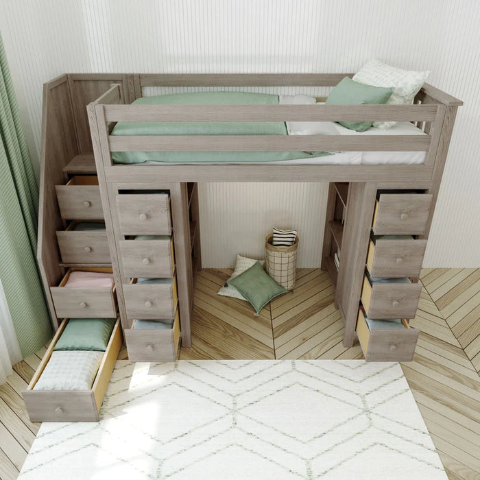 Jackpot Deluxe Staircase Loft Bed Storage + Storage