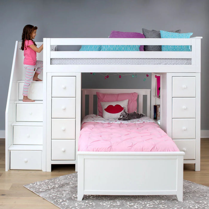Jackpot Deluxe Staircase Loft Bed Storage Storage + Twin Bed