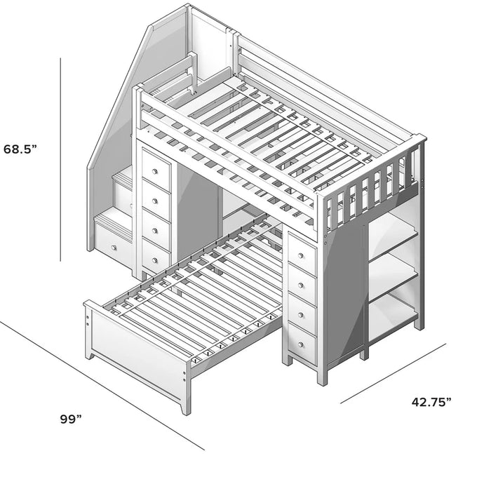 Jackpot Deluxe Staircase Loft Bed Storage Storage + Twin Bed