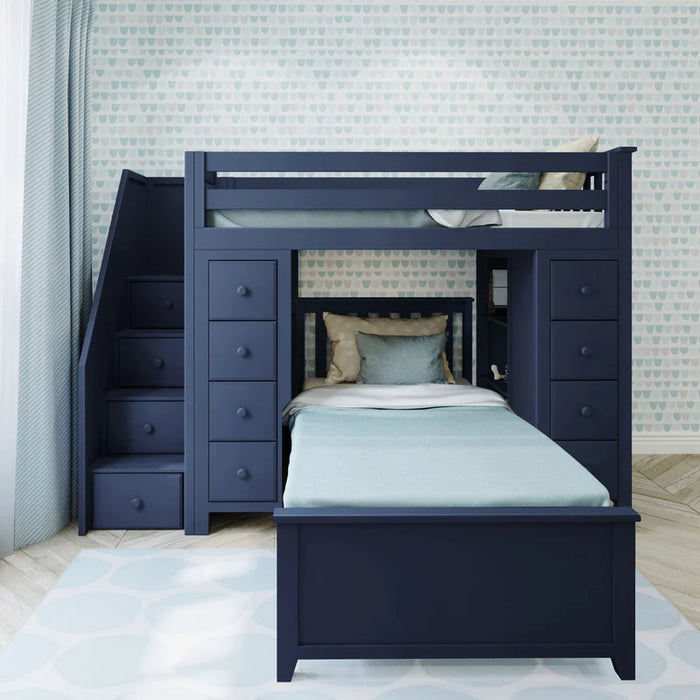 Jackpot Deluxe Staircase Loft Bed Storage Storage + Twin Bed