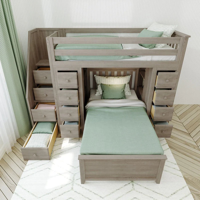 Jackpot Deluxe Staircase Loft Bed Storage Storage + Twin Bed