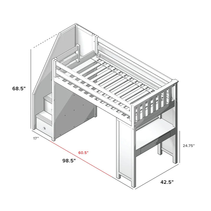 Jackpot Deluxe Staircase Loft Bed Study