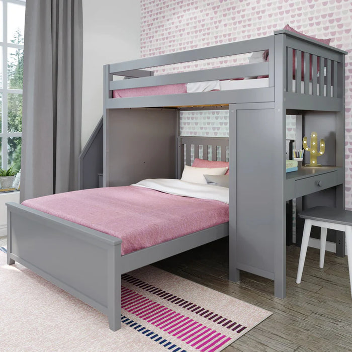 Jackpot Deluxe Staircase Loft Bed Desk + Full Bed
