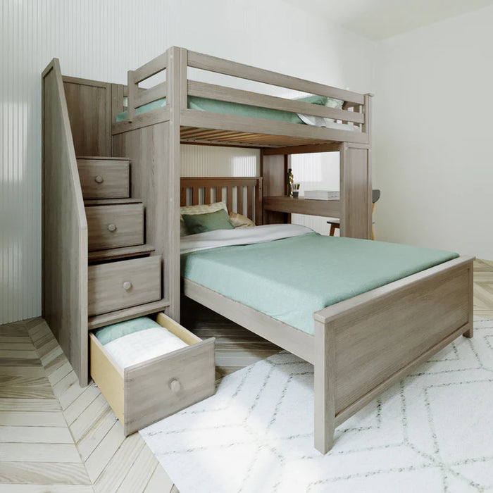 Jackpot Deluxe Staircase Loft Bed Desk + Full Bed