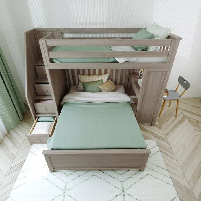 Jackpot Deluxe Staircase Loft Bed Desk + Full Bed