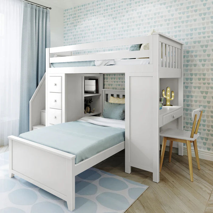 Jackpot Deluxe Staircase Loft Bed Desk + Dresser, Twin