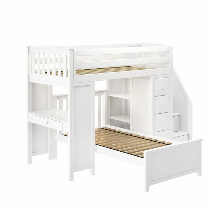 Jackpot Deluxe Staircase Loft Bed Desk + Dresser, Twin