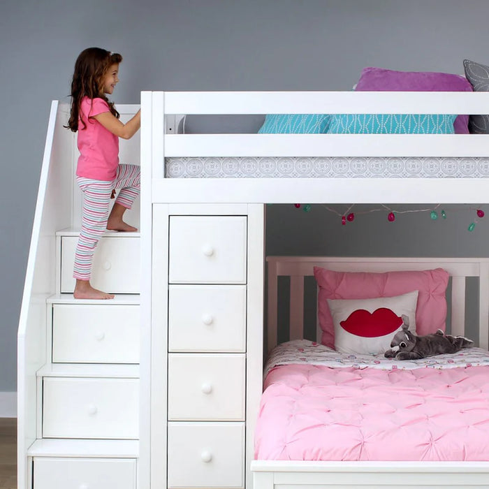 Jackpot Deluxe Staircase Loft Bed Desk + Dresser, Twin