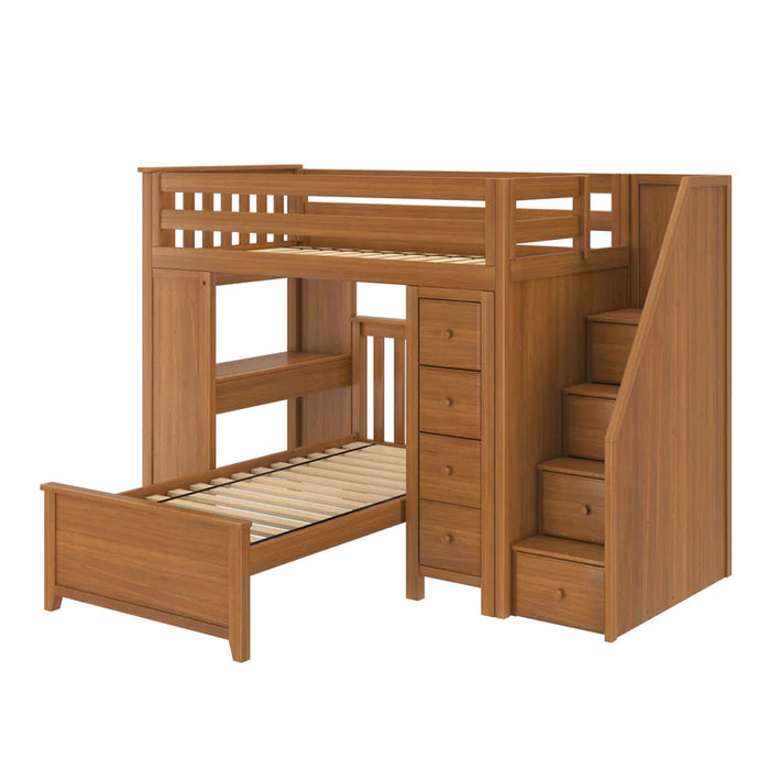 Jackpot Deluxe Staircase Loft Bed Desk + Dresser, Twin