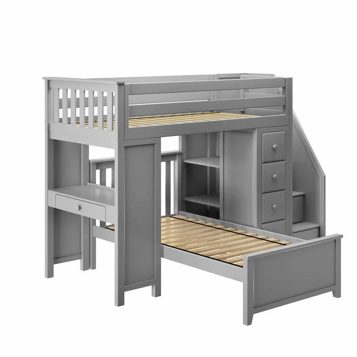 Jackpot Deluxe Staircase Loft Bed Desk + Dresser, Twin