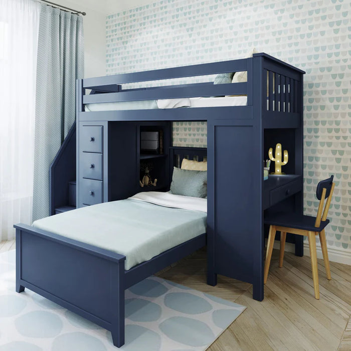 Jackpot Deluxe Staircase Loft Bed Desk + Dresser, Twin
