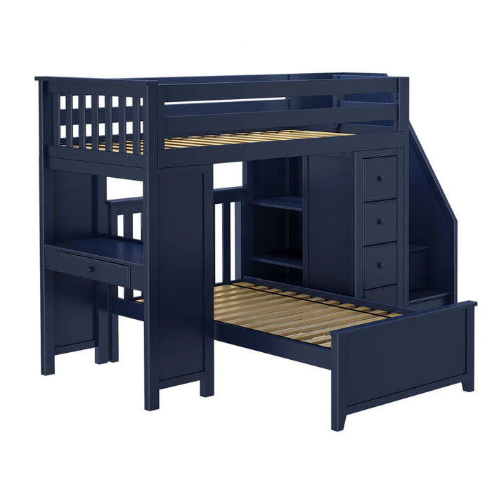 Jackpot Deluxe Staircase Loft Bed Desk + Dresser, Twin