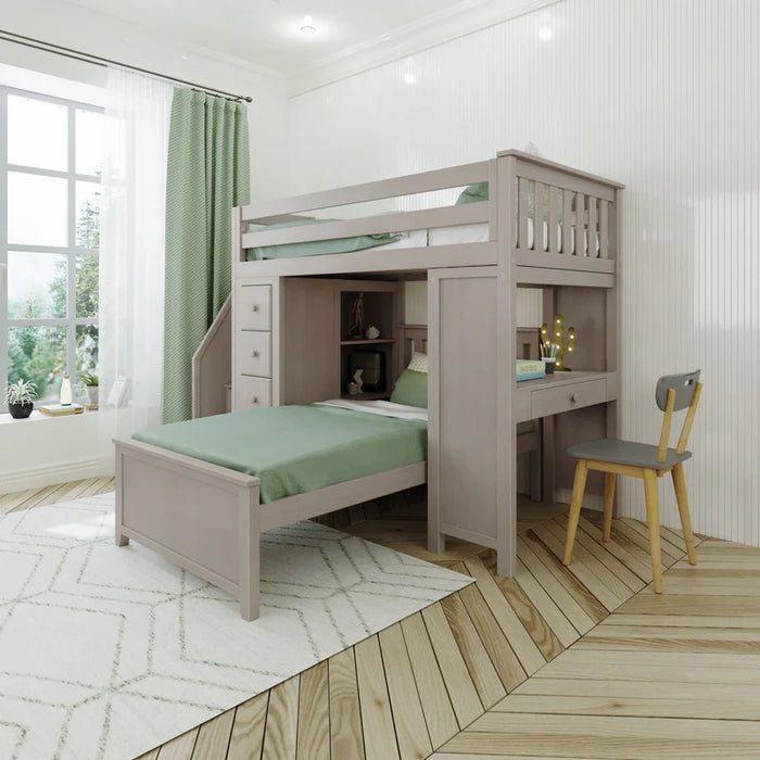 Jackpot Deluxe Staircase Loft Bed Desk + Dresser, Twin