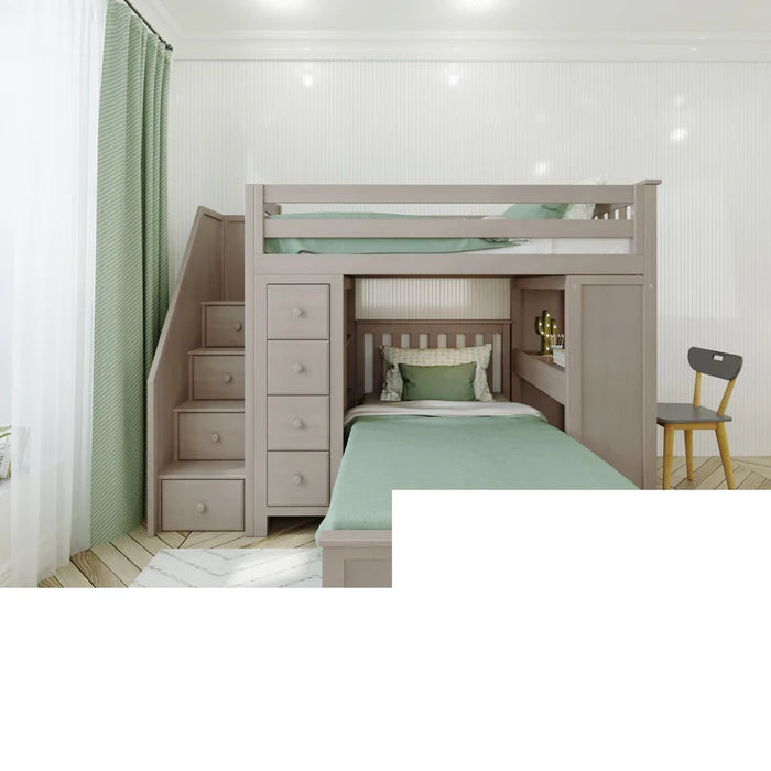 Jackpot Deluxe Staircase Loft Bed Desk + Dresser, Twin