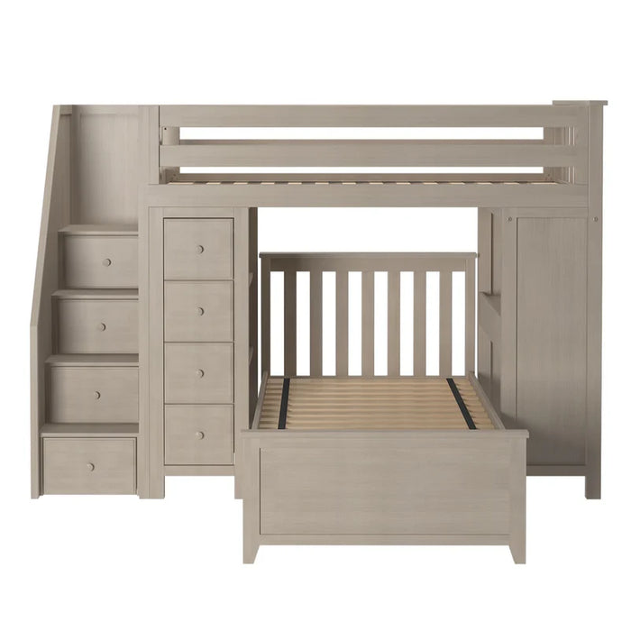 Jackpot Deluxe Staircase Loft Bed Desk + Dresser, Twin